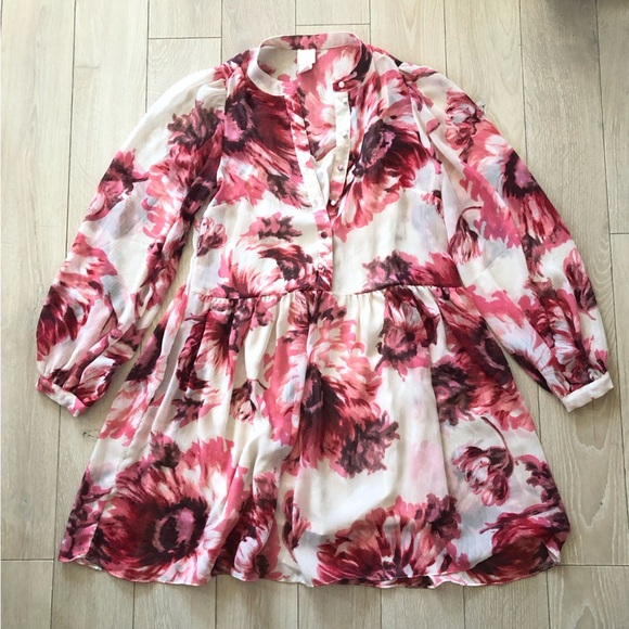 H&M Chiffon Floral Print Mini Dress Set Size XS - Picture 2 of 14